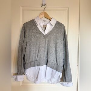 Women’s two-fer sweatshirt/collared shirt size medium